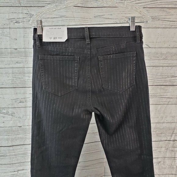 Ann Taylor LOFT Womens Skinny Jeans Sz 4 Black Stripes Mid Rise - Picture 4 of 7